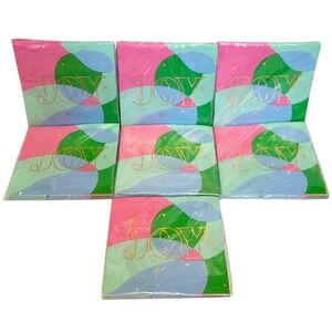 Holiday Time Joy Lunch Napkins 112 Ct Christmas Pink Green Blue‎ Gold Holiday
